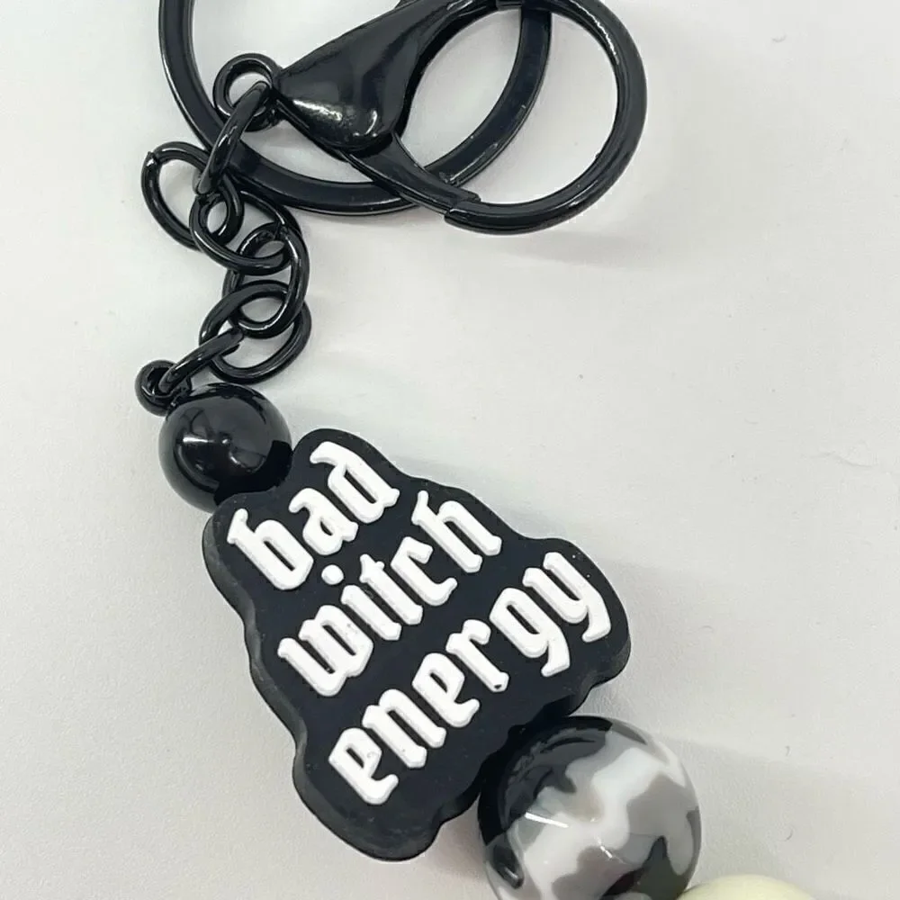 Keychain purse charm Beaded Keychain For Women, Silicone bead Bad Witch Energy